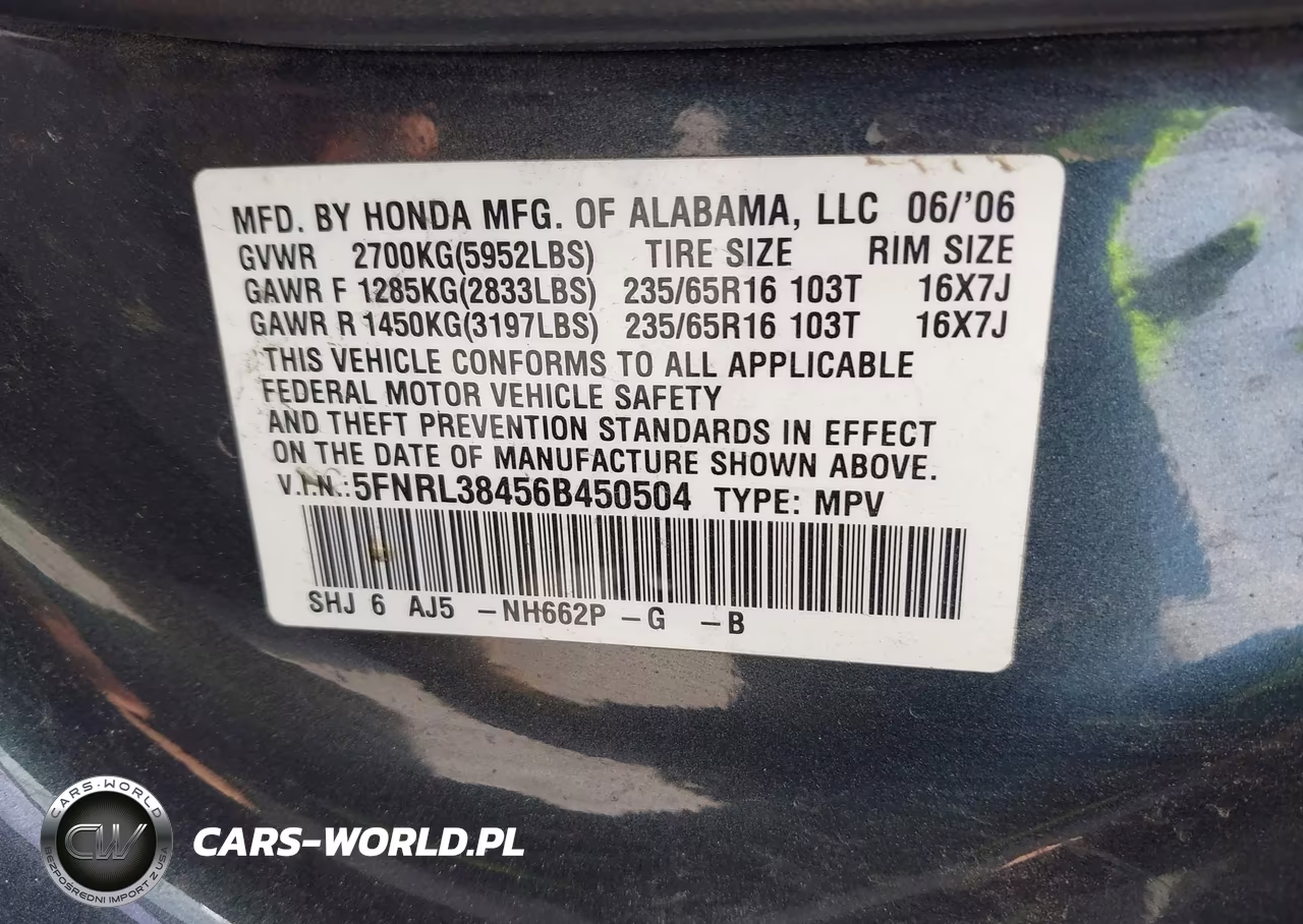 2006 Honda Odyssey Ex VIN:5FNRL38456B450504 - 9