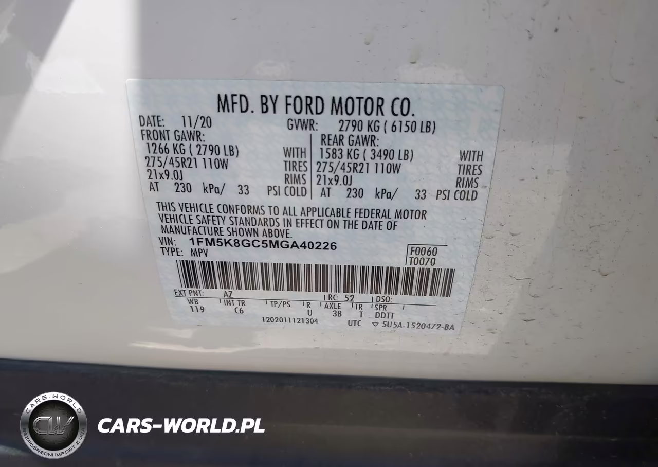 2021 Ford Explorer St VIN:1FM5K8GC5MGA40226 - 9