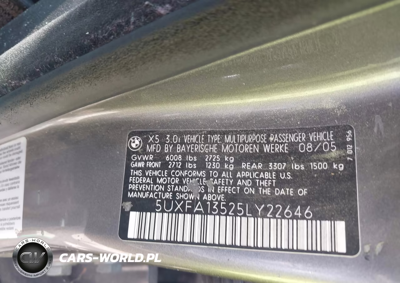 2005 BMW X5 3.0I VIN:5UXFA13525LY22646 - 9