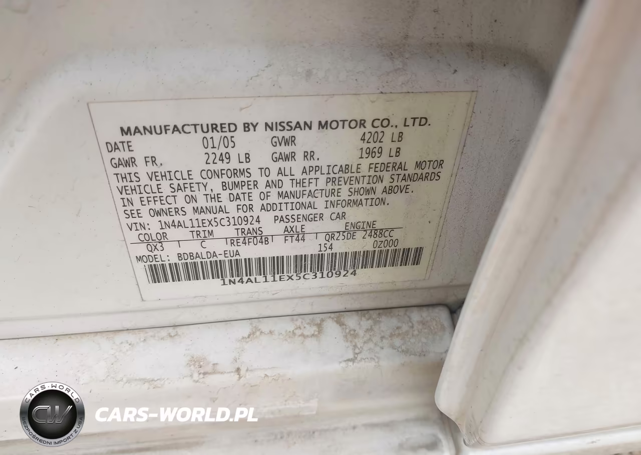 2005 Nissan Altima 2.5 S VIN:1N4AL11EX5C310924 - 9