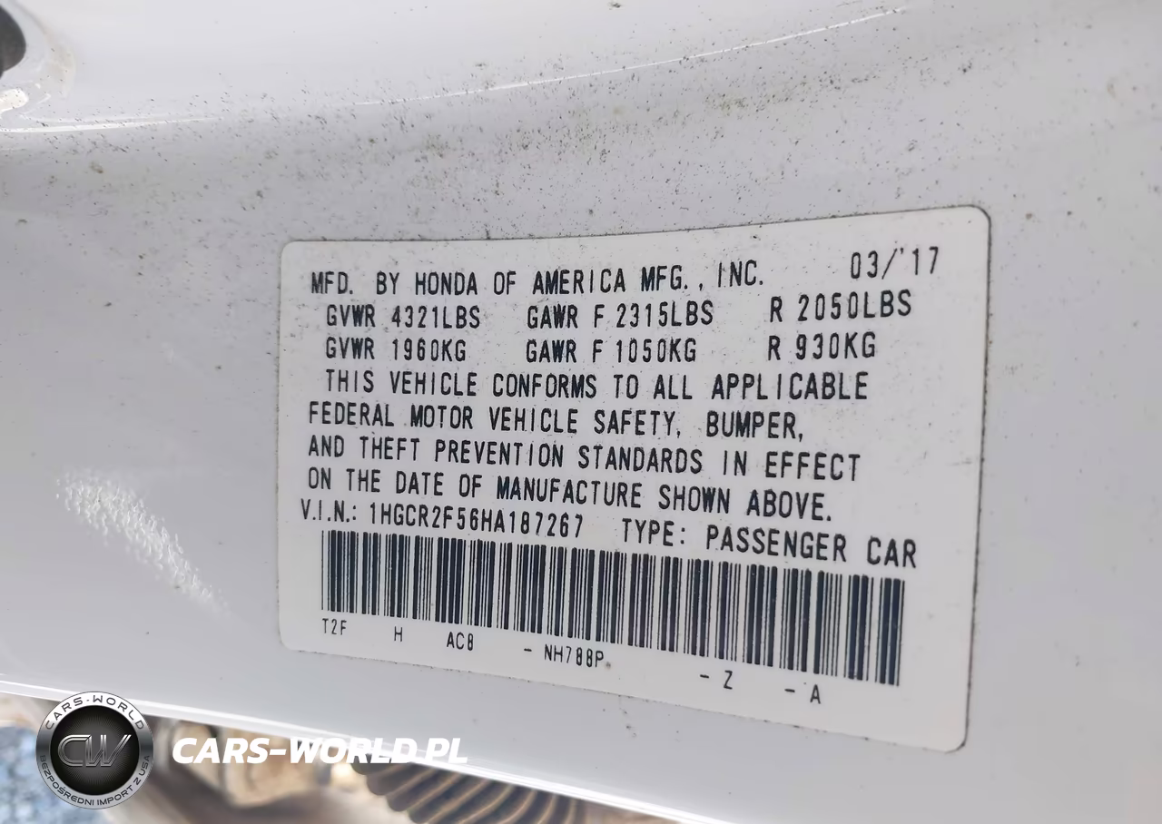 2017 Honda Accord Sport VIN:1HGCR2F56HA187267 - 9
