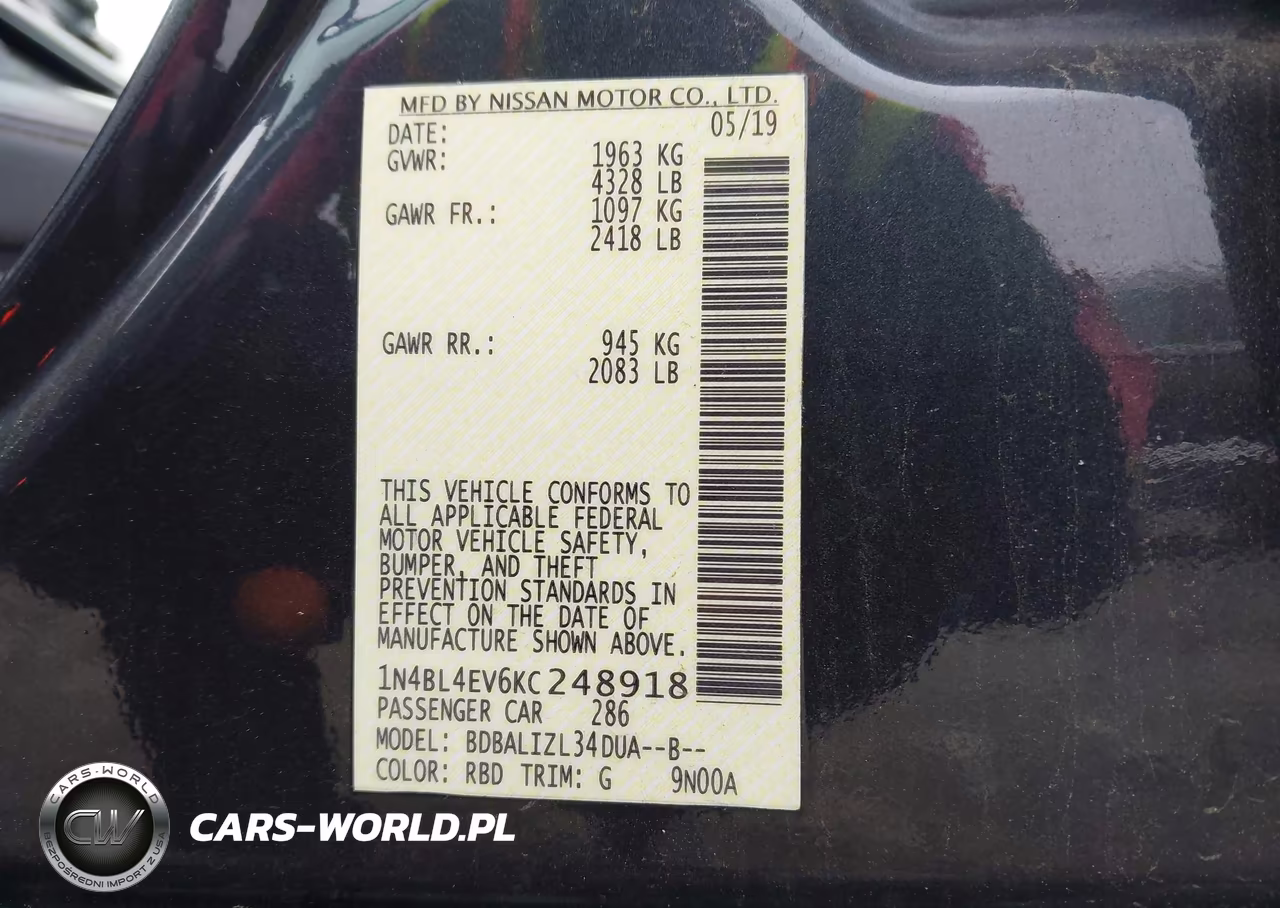 2019 Nissan Altima 2.5 Sl VIN:1N4BL4EV6KC248918 - 9