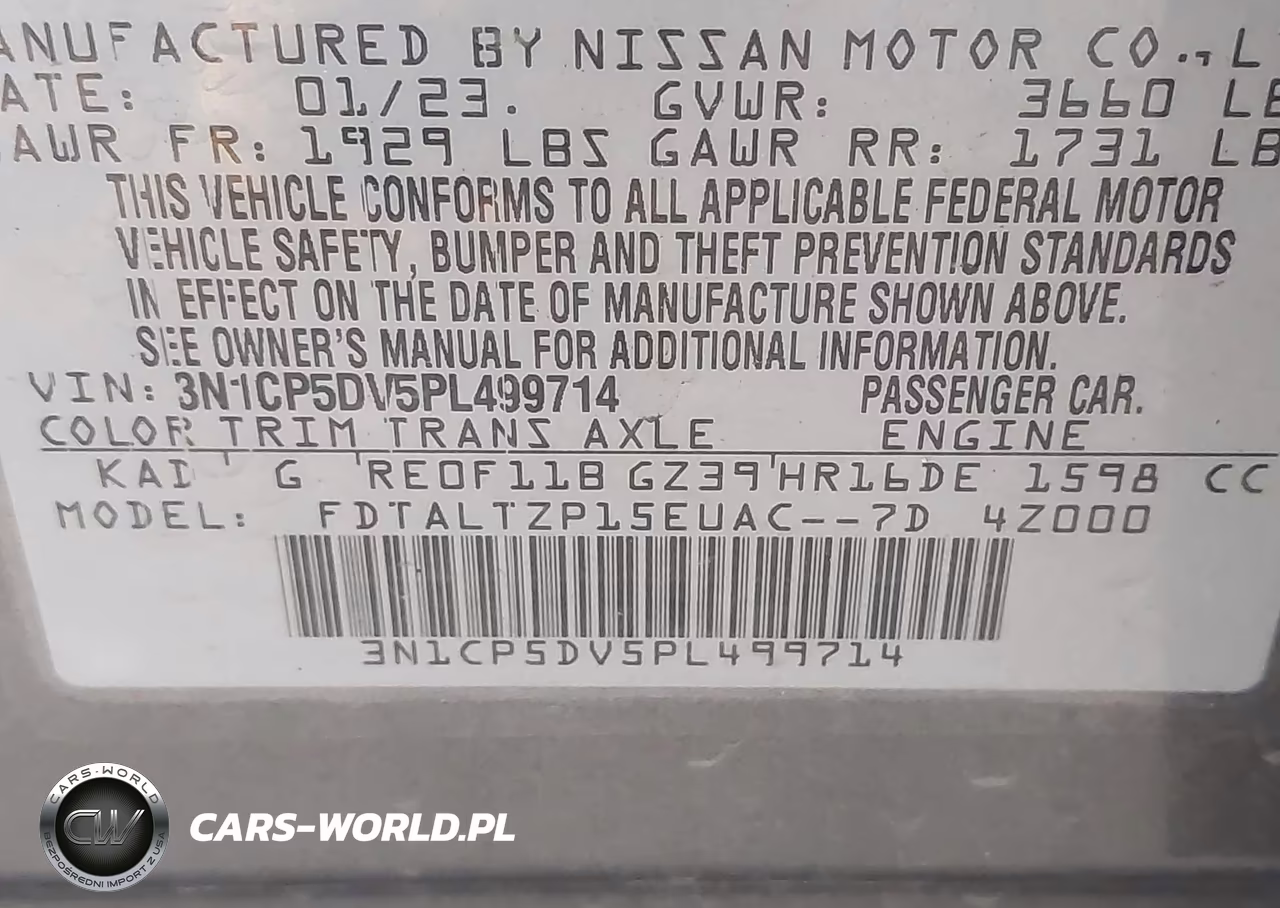 2023 Nissan Kicks Sr Xtronic Cvt VIN:3N1CP5DV5PL499714 - 9