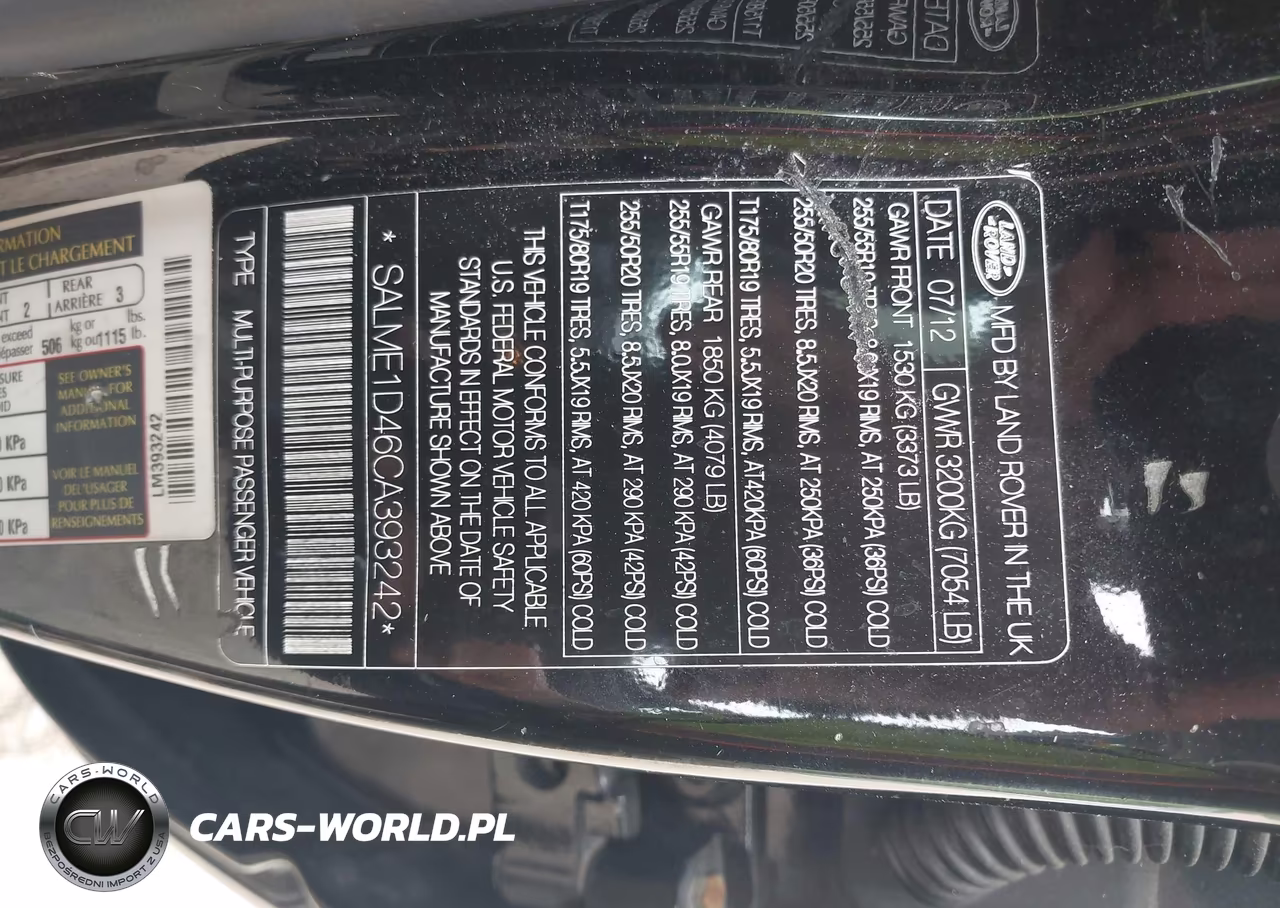 2012 Land Rover Range Rover Hse VIN:SALME1D46CA393242 - 9