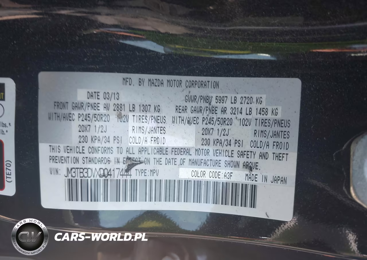 2013 Mazda Cx-9 Grand Touring VIN:JM3TB3DVXD0417444 - 9
