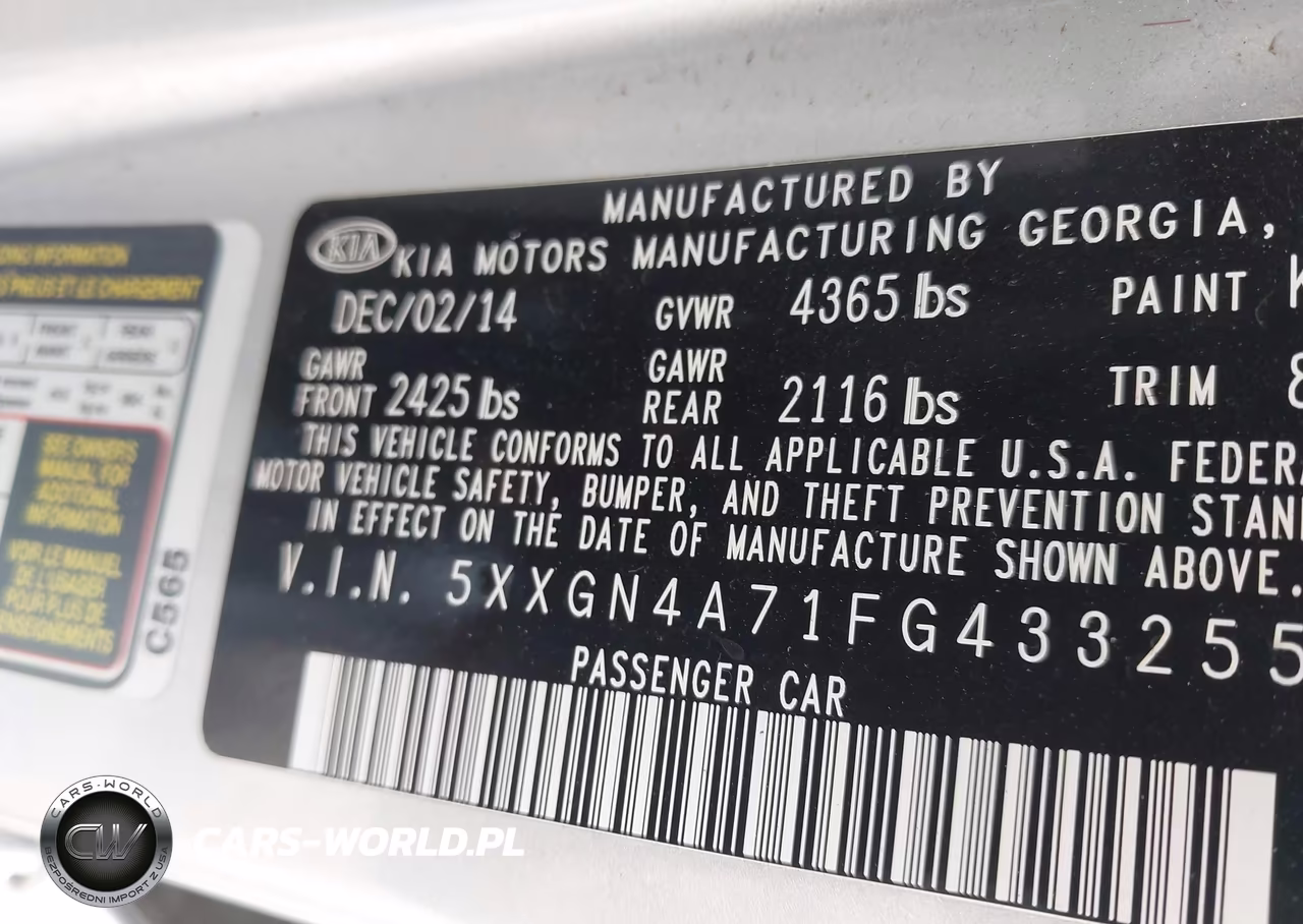 2015 Kia Optima Ex VIN:5XXGN4A71FG433255 - 9
