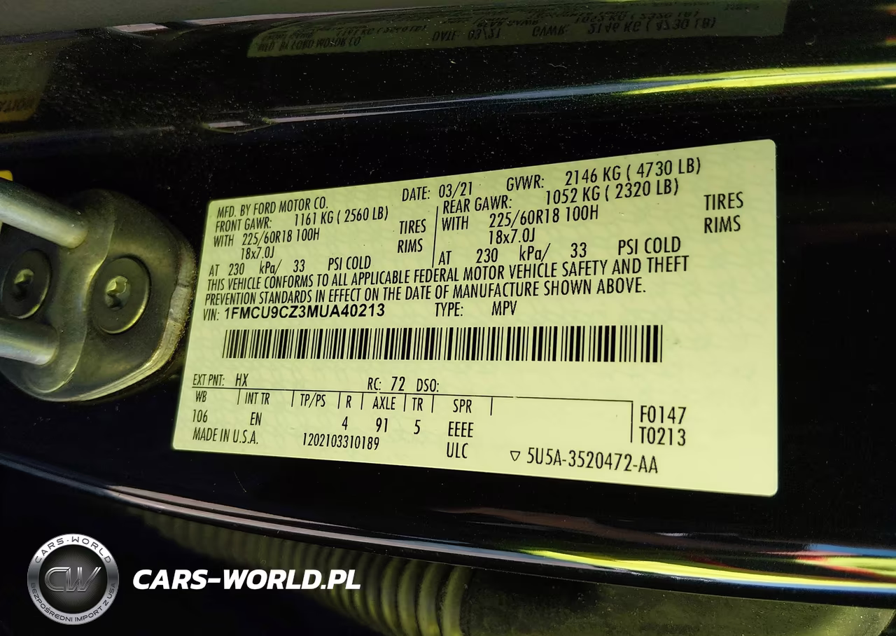 2021 Ford Escape Sel Hybrid VIN:1FMCU9CZ3MUA40213 - 9
