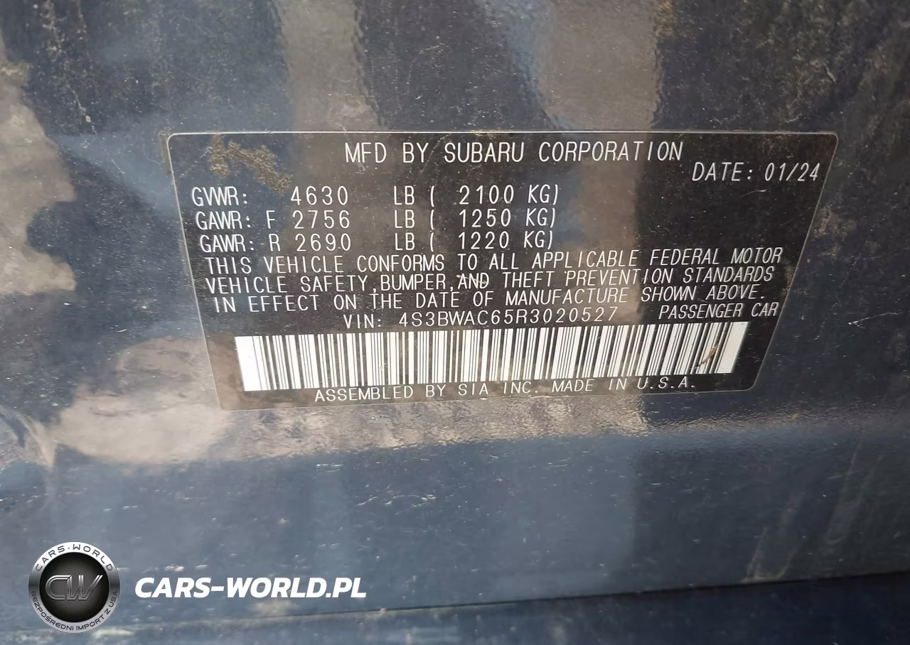 2024 Subaru Legacy Premium VIN:4S3BWAC65R3020527 - 9