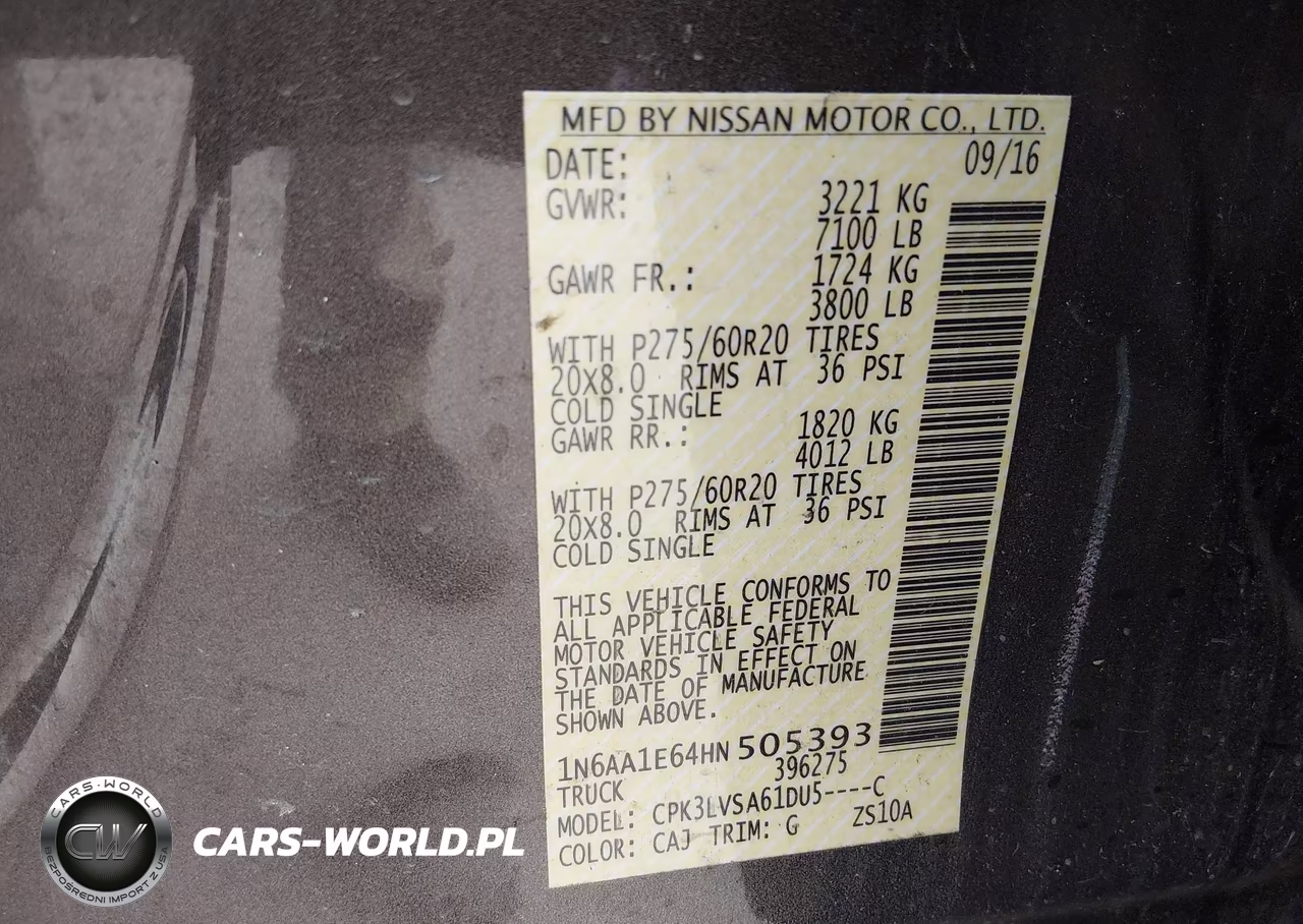 2017 Nissan Titan Sl VIN:1N6AA1E64HN505393 - 9