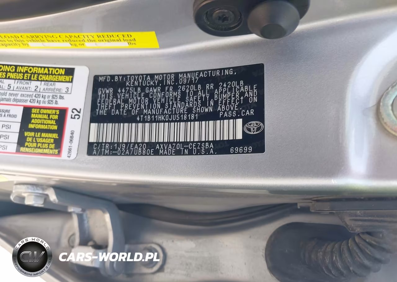 2018 Toyota Camry Se VIN:4T1B11HK0JU518181 - 9