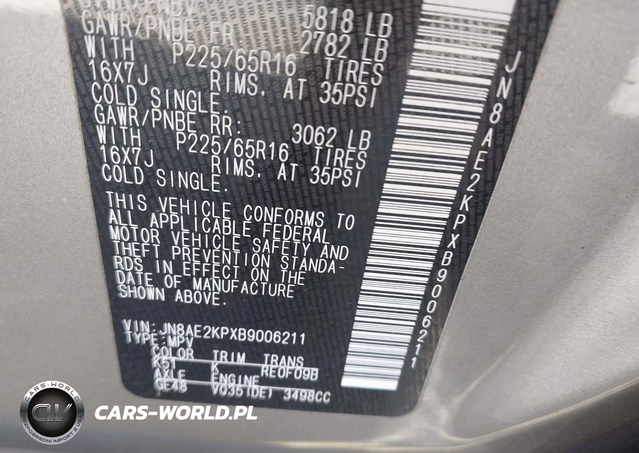 2011 Nissan Quest Sv VIN:JN8AE2KPXB9006211 - 9