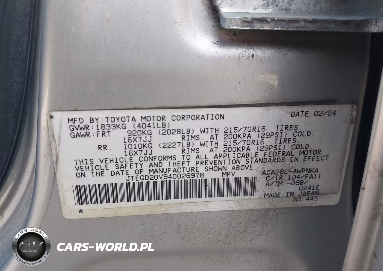 2004 Toyota Rav4 VIN:JTEGD20V940026978 - 9