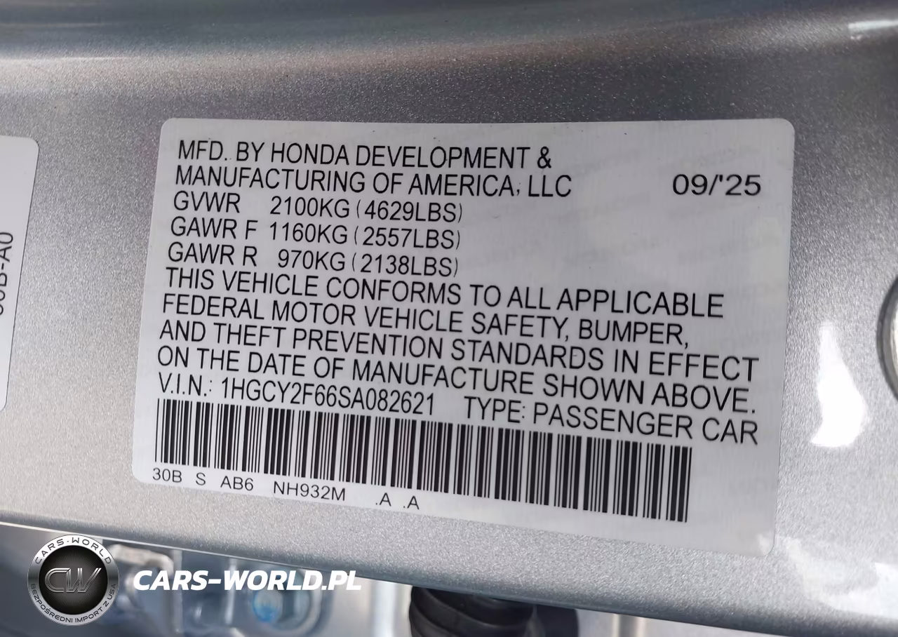 2025 Honda Accord Hybrid Ex-L VIN:1HGCY2F66SA082621 - 9