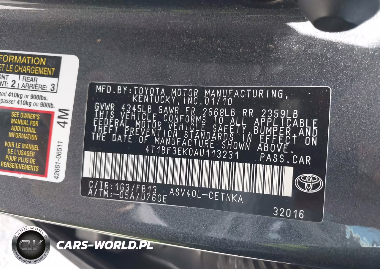 2010 Toyota Camry Le VIN:4T1BF3EK0AU113231 - 9