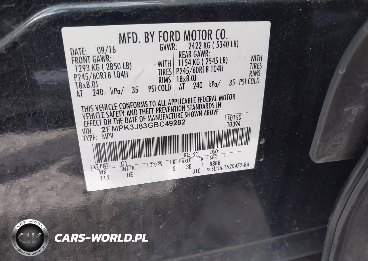 2016 Ford Edge Sel VIN:2FMPK3J83GBC49282 - 9