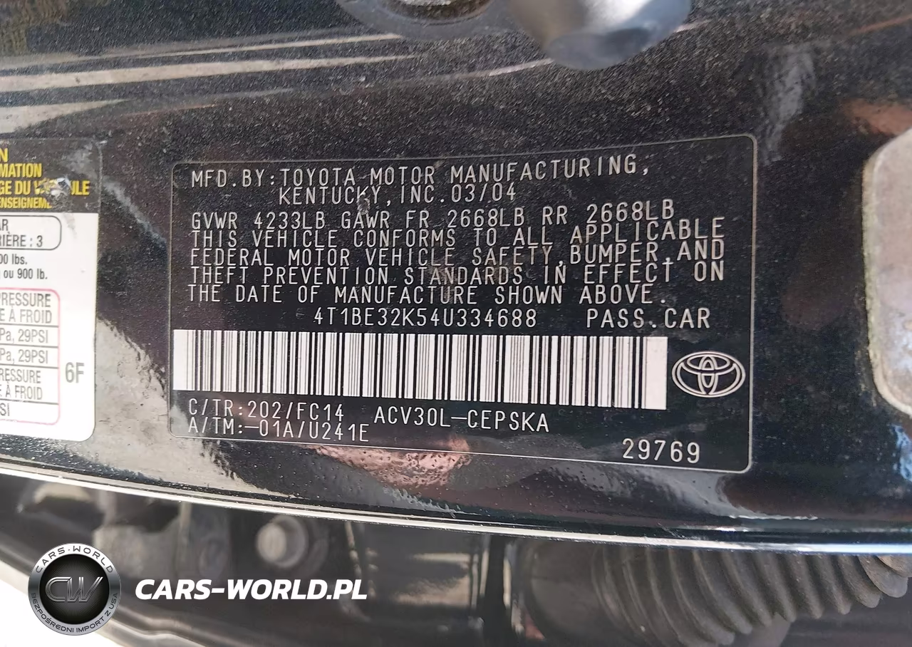 2004 Toyota Camry Se VIN:4T1BE32K54U334688 - 9