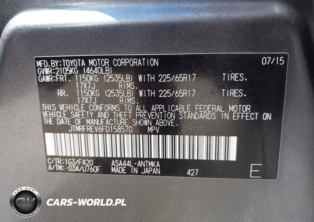 2015 Toyota Rav4 Xle VIN:JTMRFREV6FD158570 - 9