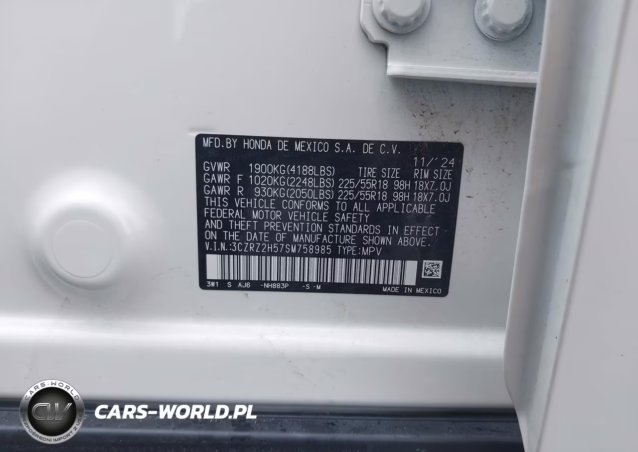 2025 Honda Hr-V Awd Sport VIN:3CZRZ2H57SM758985 - 9
