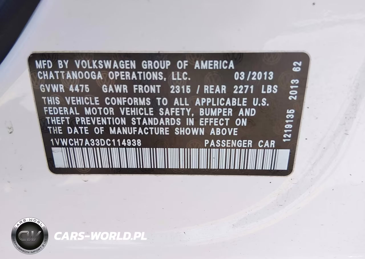 2013 Volkswagen Passat 2.5L Sel VIN:1VWCH7A33DC114938 - 9