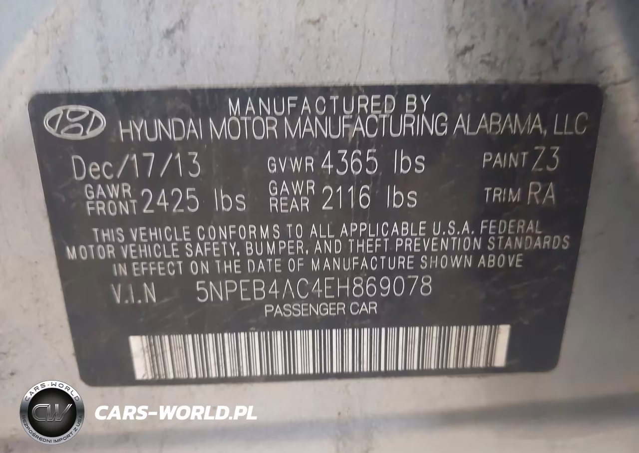 2014 Hyundai Sonata Gls VIN:5NPEB4AC4EH869078 - 9