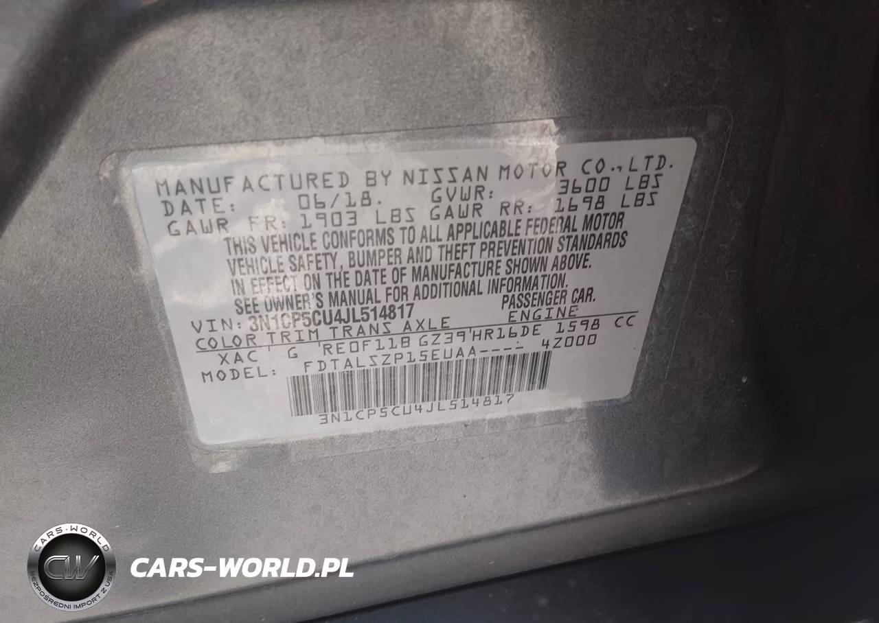 2018 Nissan Kicks Sv VIN:3N1CP5CU4JL514817 - 9