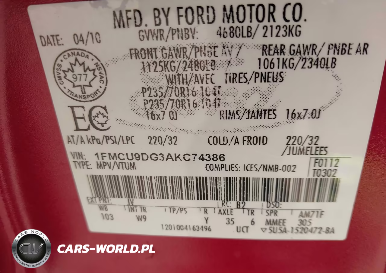 2010 Ford Escape Xlt VIN:1FMCU9DG3AKC74386 - 9