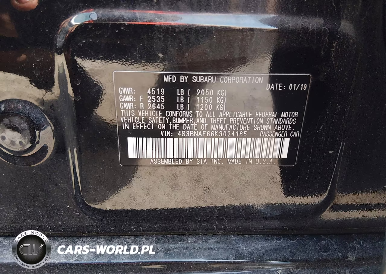 2019 Subaru Legacy 2.5I Premium VIN:4S3BNAF66K3024185 - 9
