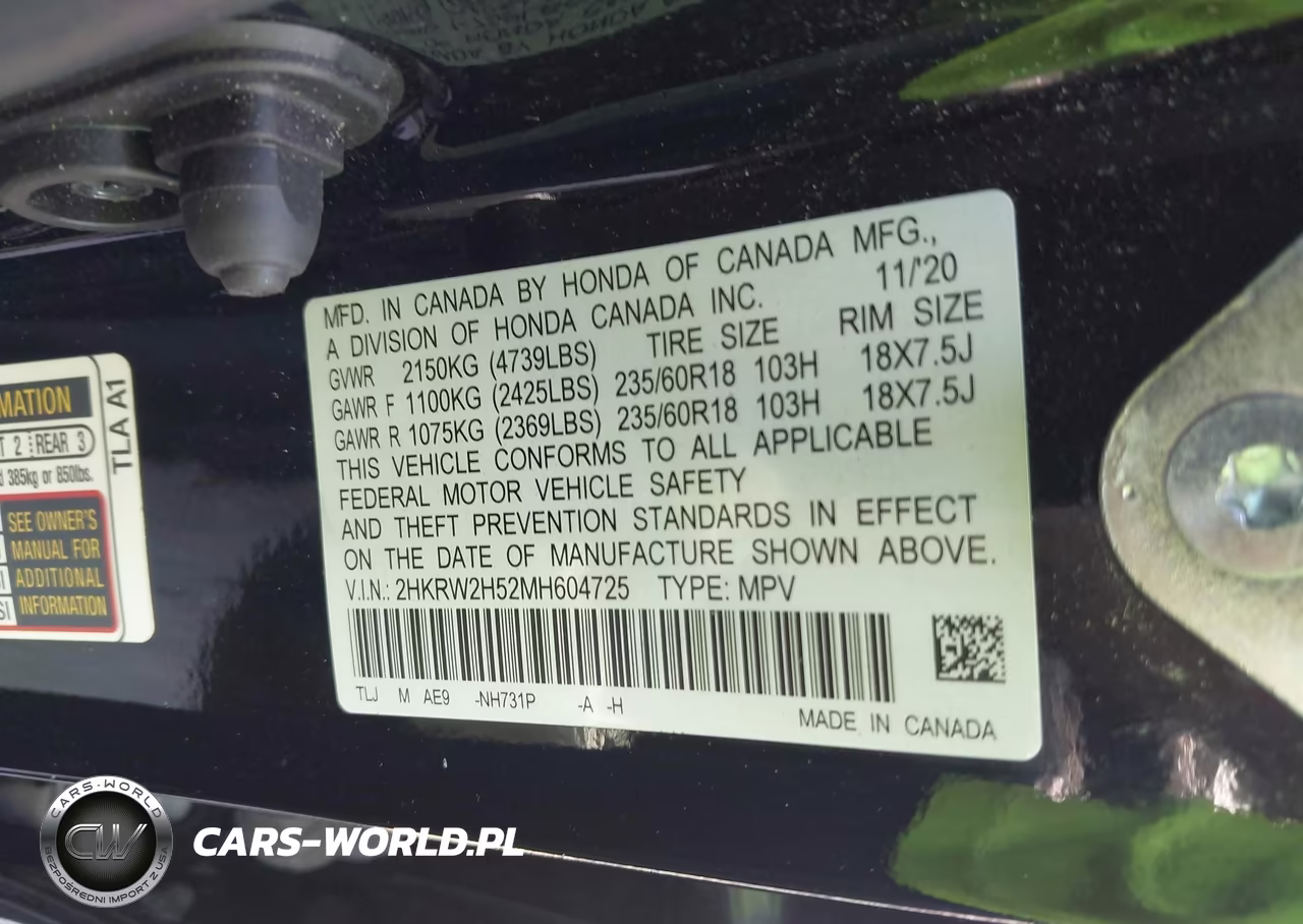 2021 Honda Cr-V Awd Ex VIN:2HKRW2H52MH604725 - 9