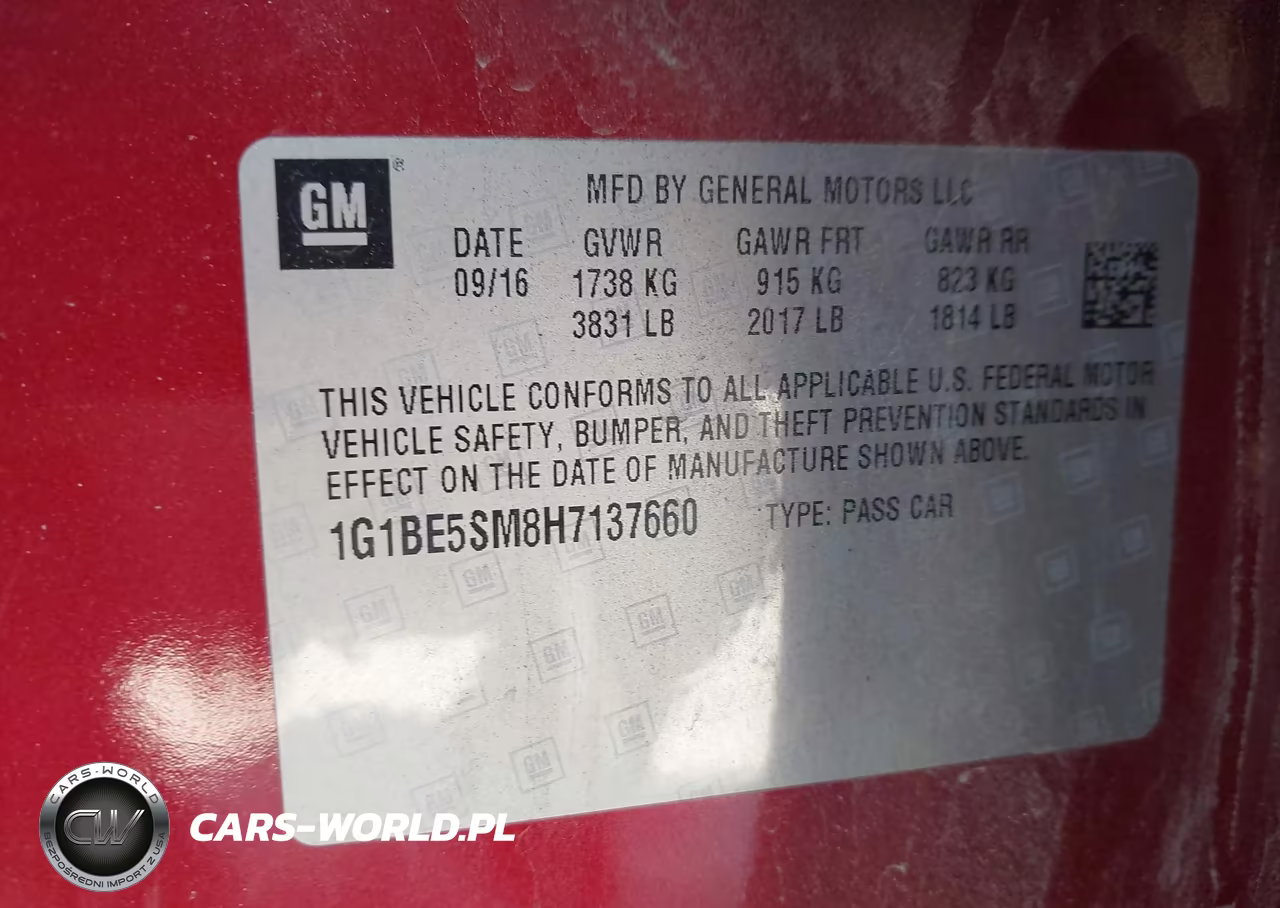 2017 Chevrolet Cruze Lt Auto VIN:1G1BE5SM8H7137660 - 9
