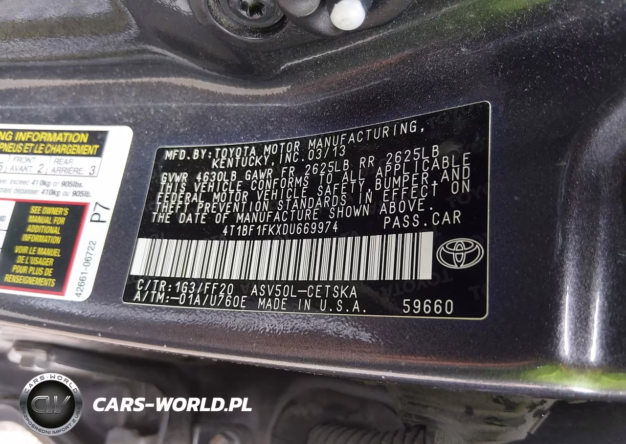 2013 Toyota Camry Se VIN:4T1BF1FKXDU669974 - 9