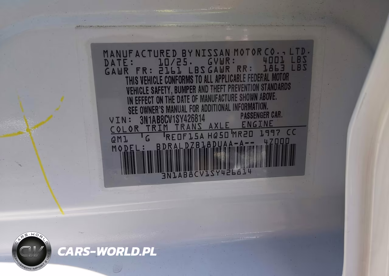 2025 Nissan Sentra Sv VIN:3N1AB8CV1SY426814 - 9