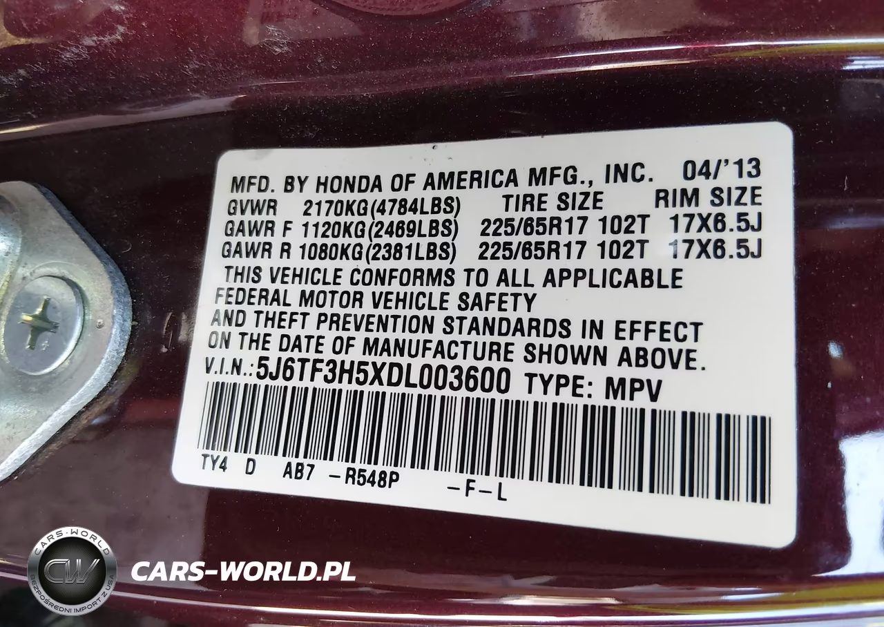 2013 Honda Crosstour Ex-L VIN:5J6TF3H5XDL003600 - 9
