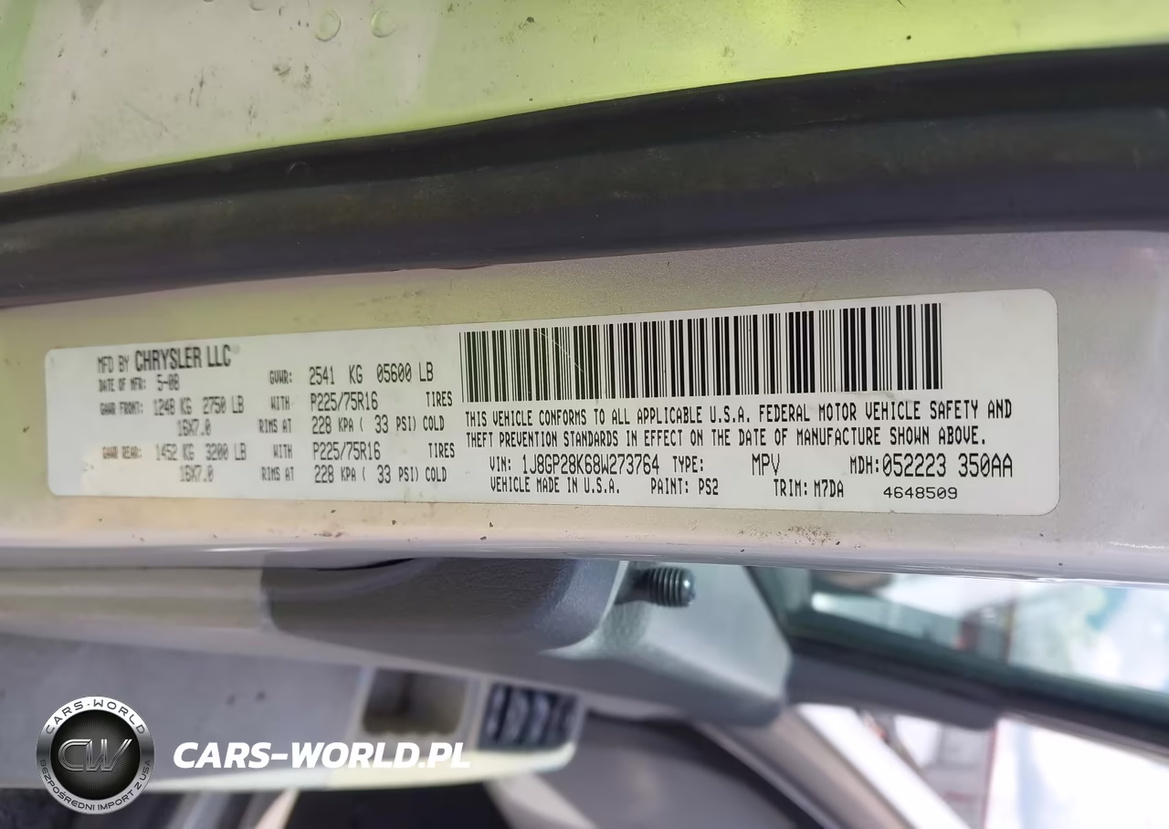 2008 Jeep Liberty Sport VIN:1J8GP28K68W273764 - 9