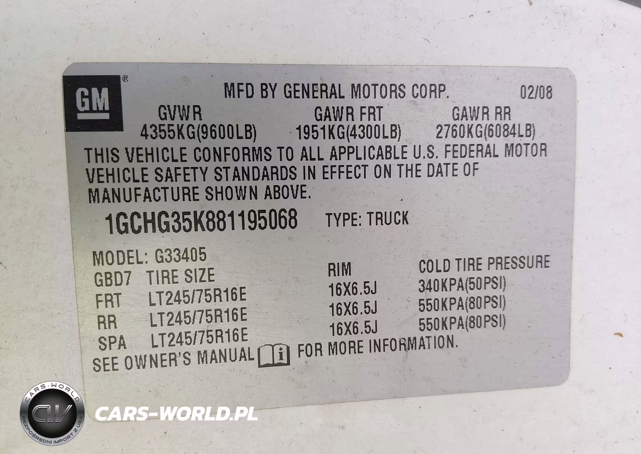 2008 Chevrolet Express Work Van VIN:1GCHG35K881195068 - 9