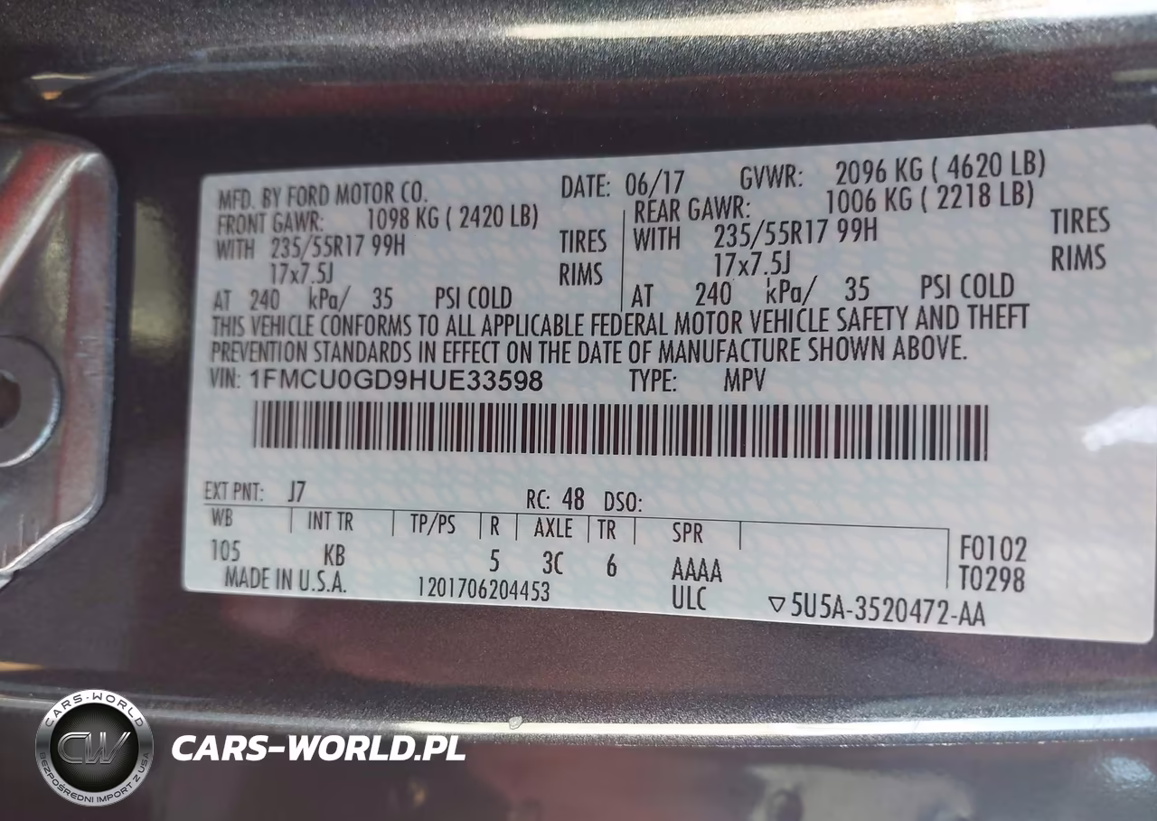2017 Ford Escape Se VIN:1FMCU0GD9HUE33598 - 9