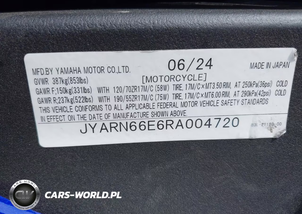 2024 Yamaha Yzfr1 VIN:JYARN66E6RA004720 - 10