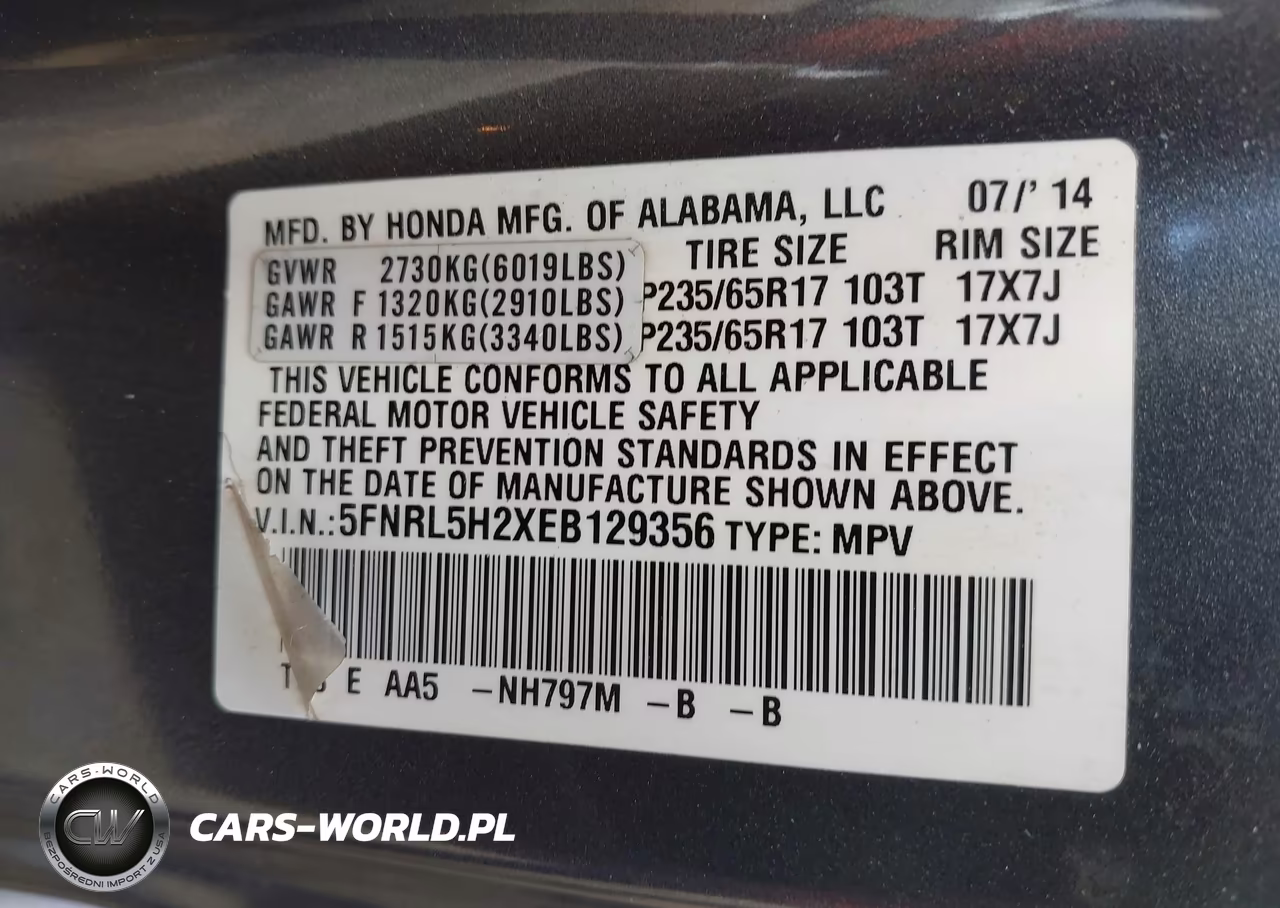 2014 Honda Odyssey Lx VIN:5FNRL5H2XEB129356 - 9