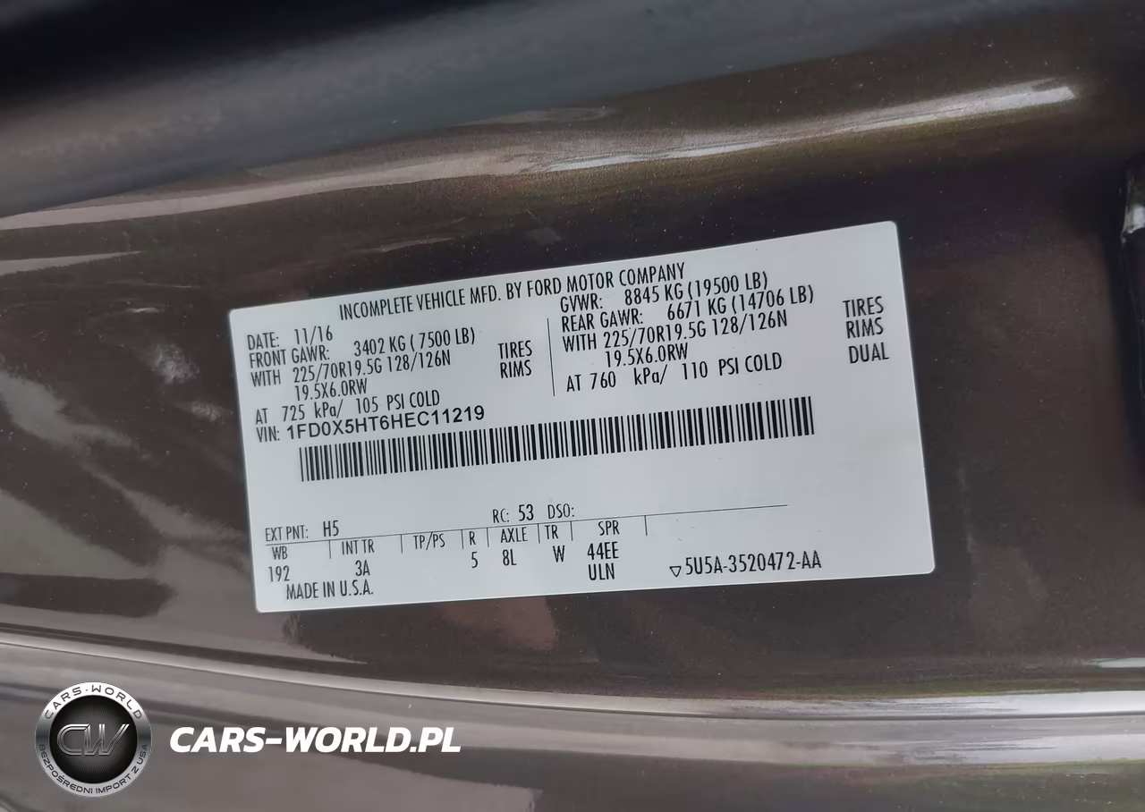 2017 Ford F-550 Chassis Xlt VIN:1FD0X5HT6HEC11219 - 9