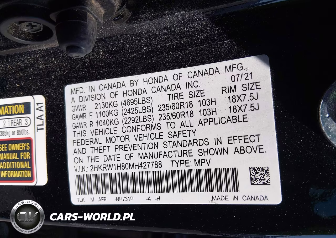 2021 Honda Cr-V 2Wd Ex-L VIN:2HKRW1H80MH427788 - 9