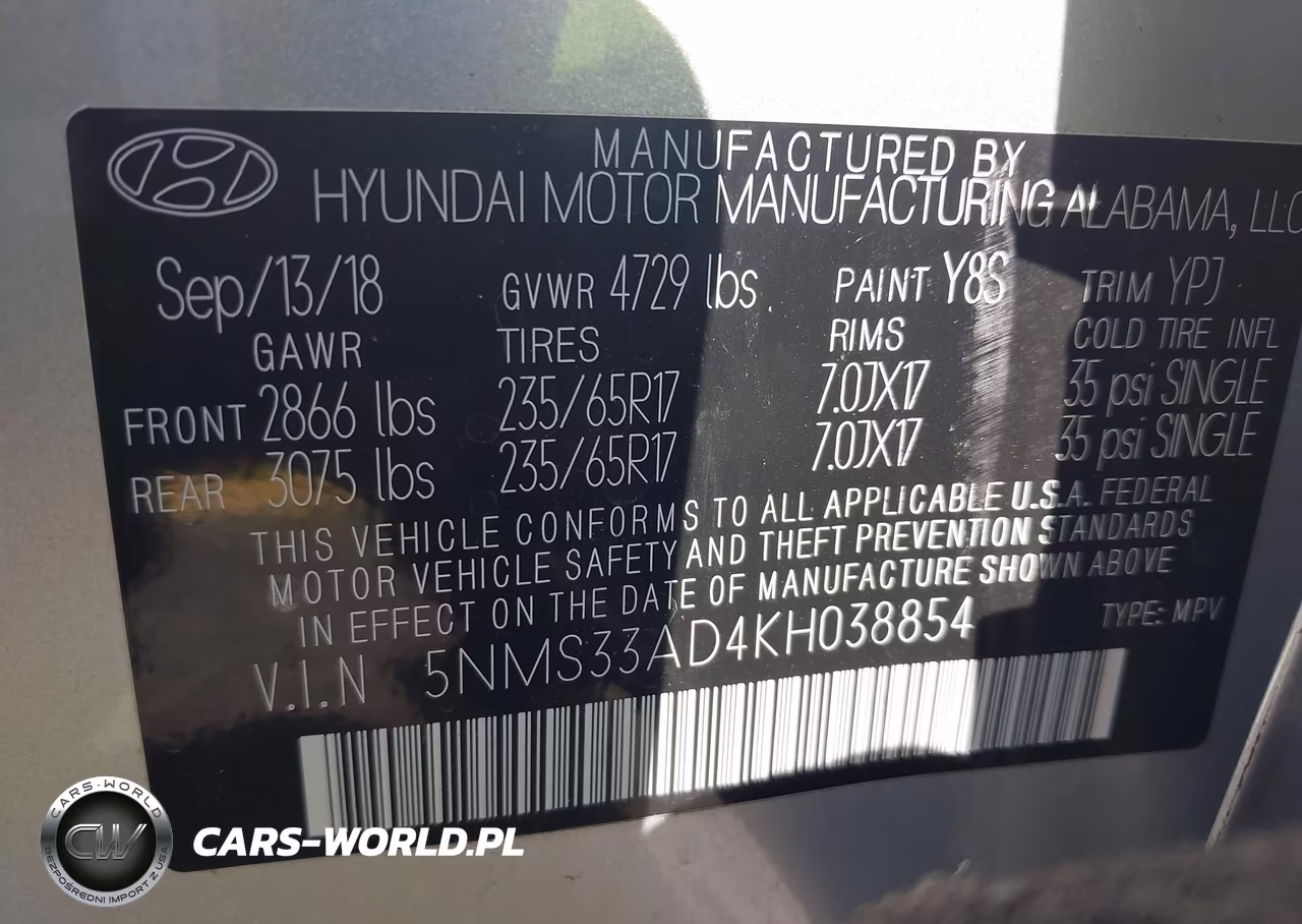 2019 Hyundai Santa Fe Sel VIN:5NMS33AD4KH038854 - 9
