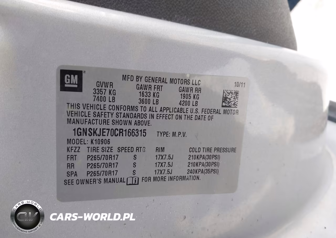 2012 Chevrolet Suburban 1500 Lt VIN:1GNSKJE70CR166315 - 9