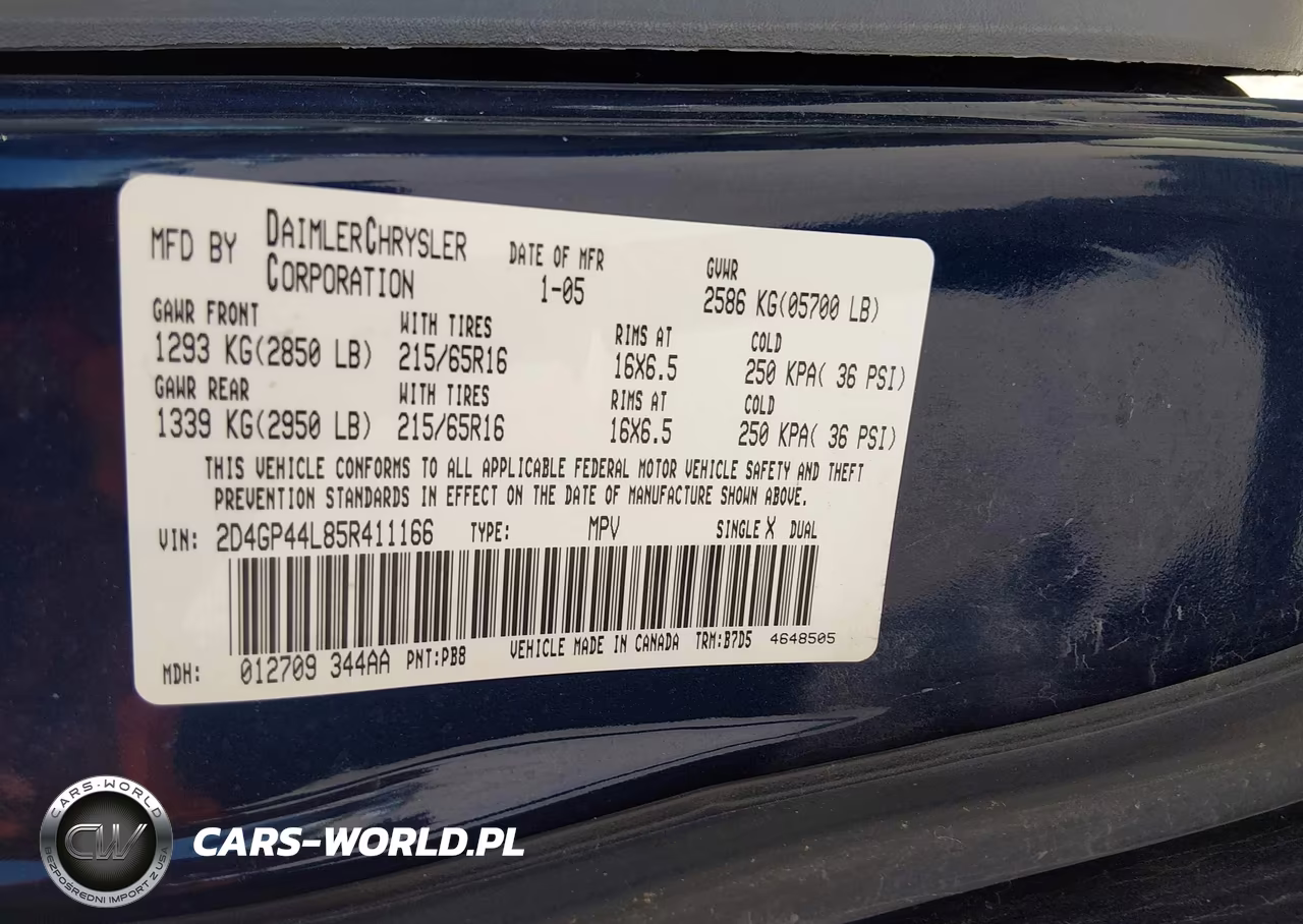 2005 Dodge Grand Caravan Sxt VIN:2D4GP44L85R411166 - 9