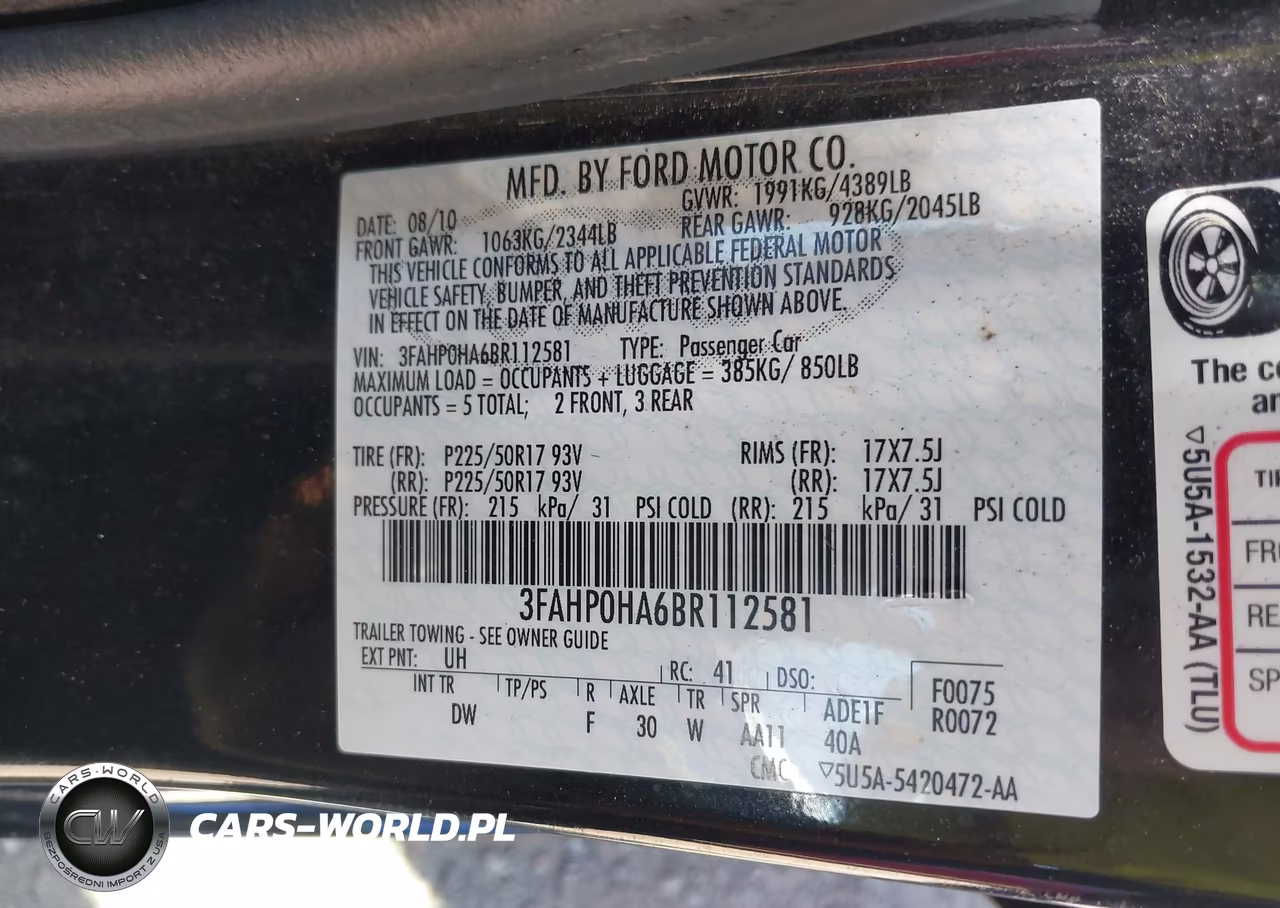2011 Ford Fusion Se VIN:3FAHP0HA6BR112581 - 9