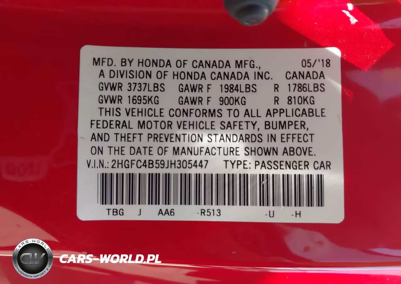 2018 Honda Civic Lx VIN:2HGFC4B59JH305447 - 9