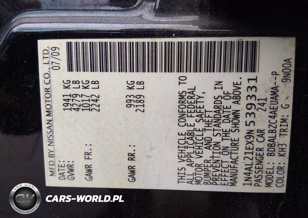 2009 Nissan Altima 2.5 S VIN:1N4AL21EX9N539331 - 9
