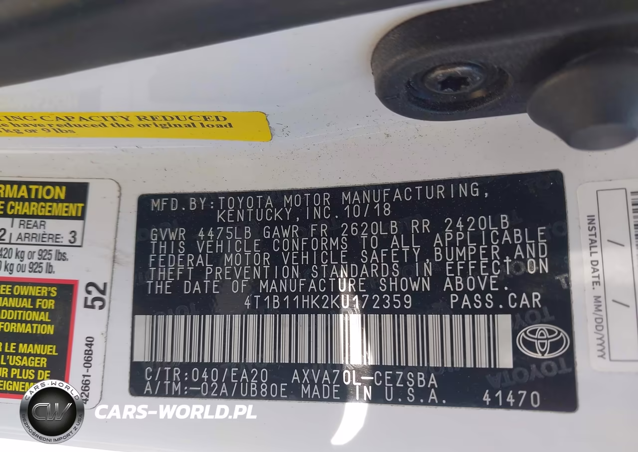 2019 Toyota Camry Se VIN:4T1B11HK2KU172359 - 9