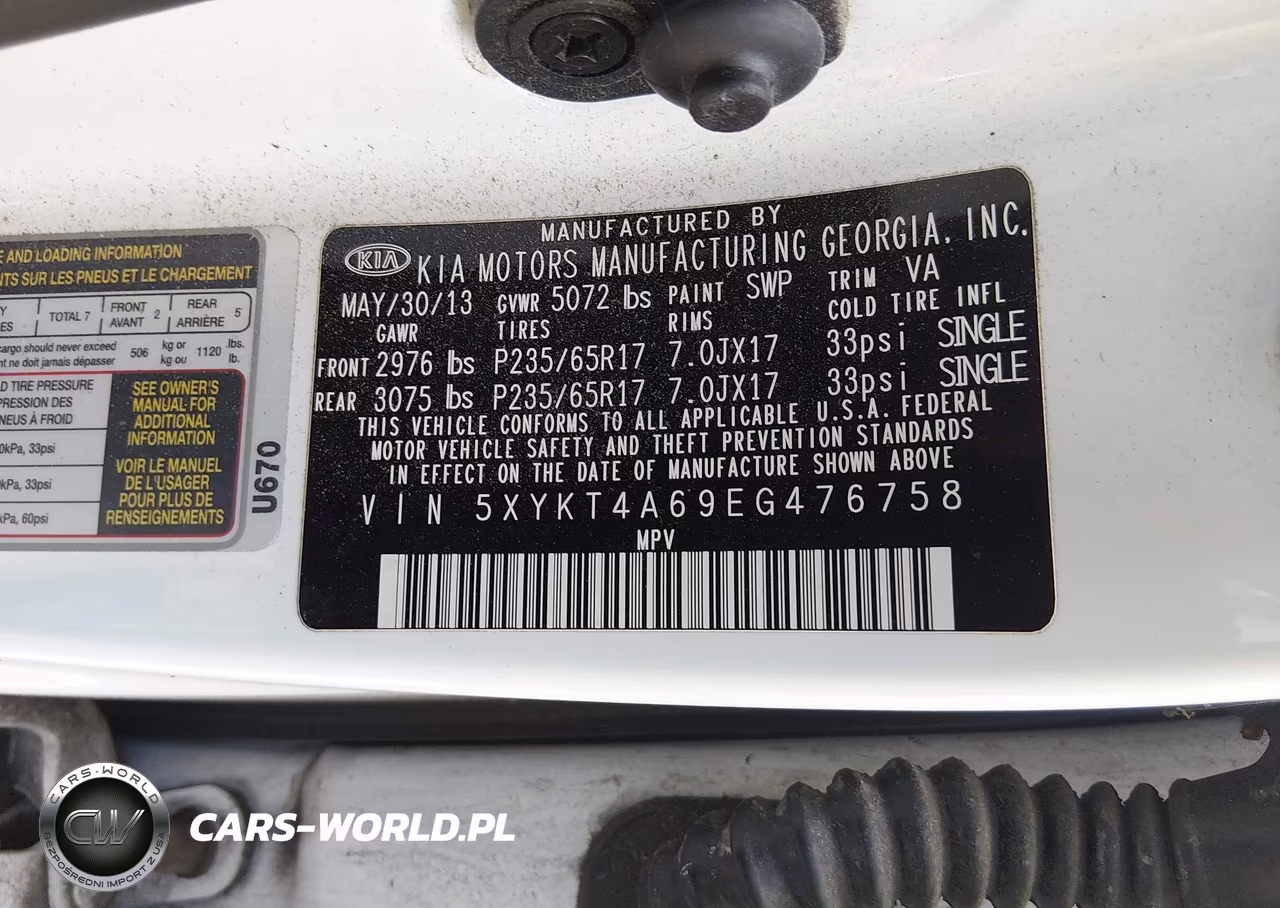 2014 Kia Sorento Lx VIN:5XYKT4A69EG476758 - 9
