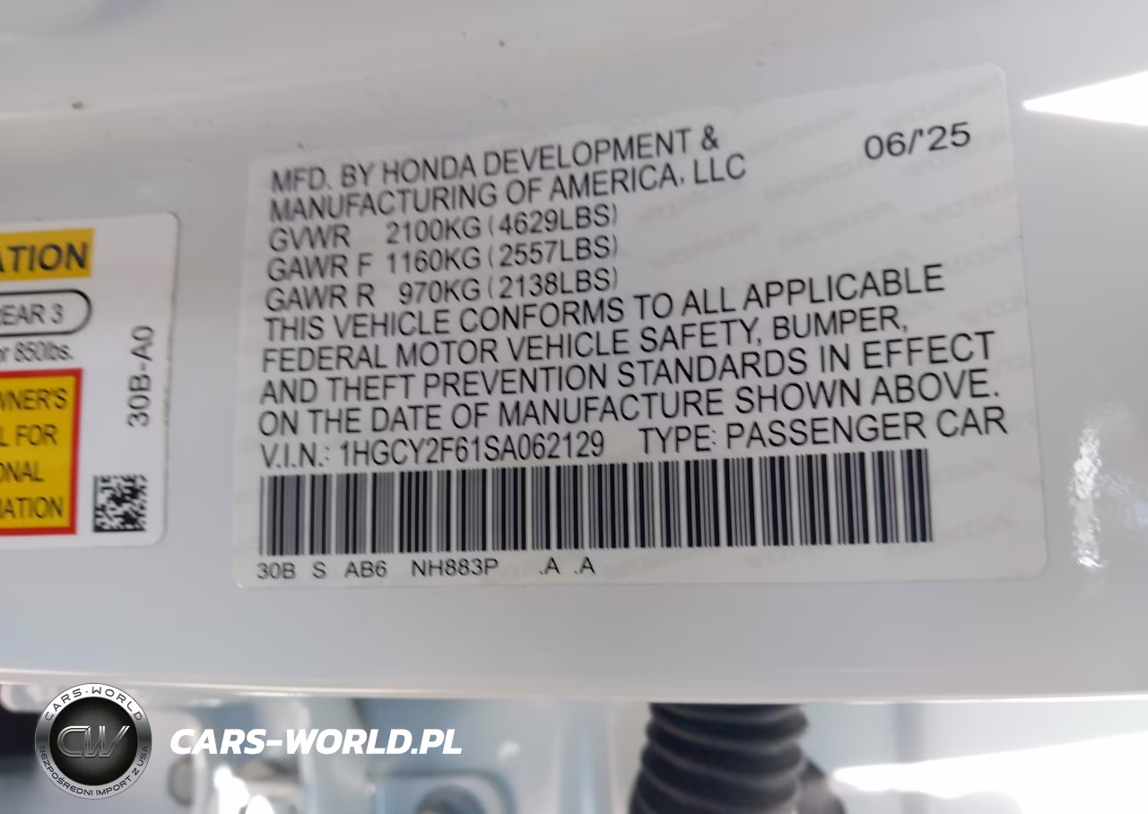 2025 Honda Accord Hybrid Ex-L VIN:1HGCY2F61SA062129 - 9