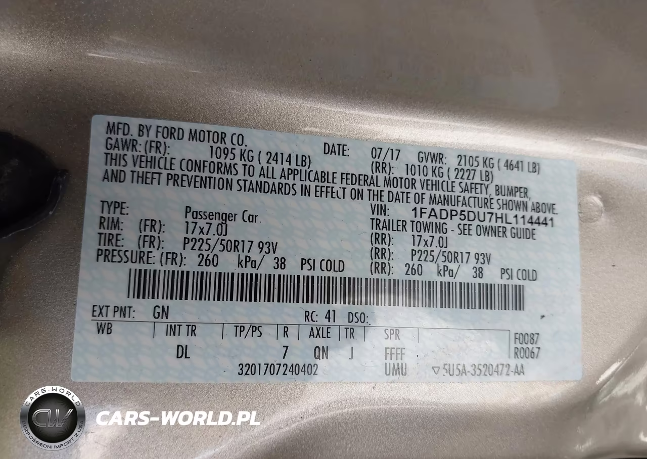 FORD C-MAX TITA VIN:1FADP5DU7HL114441 - 9