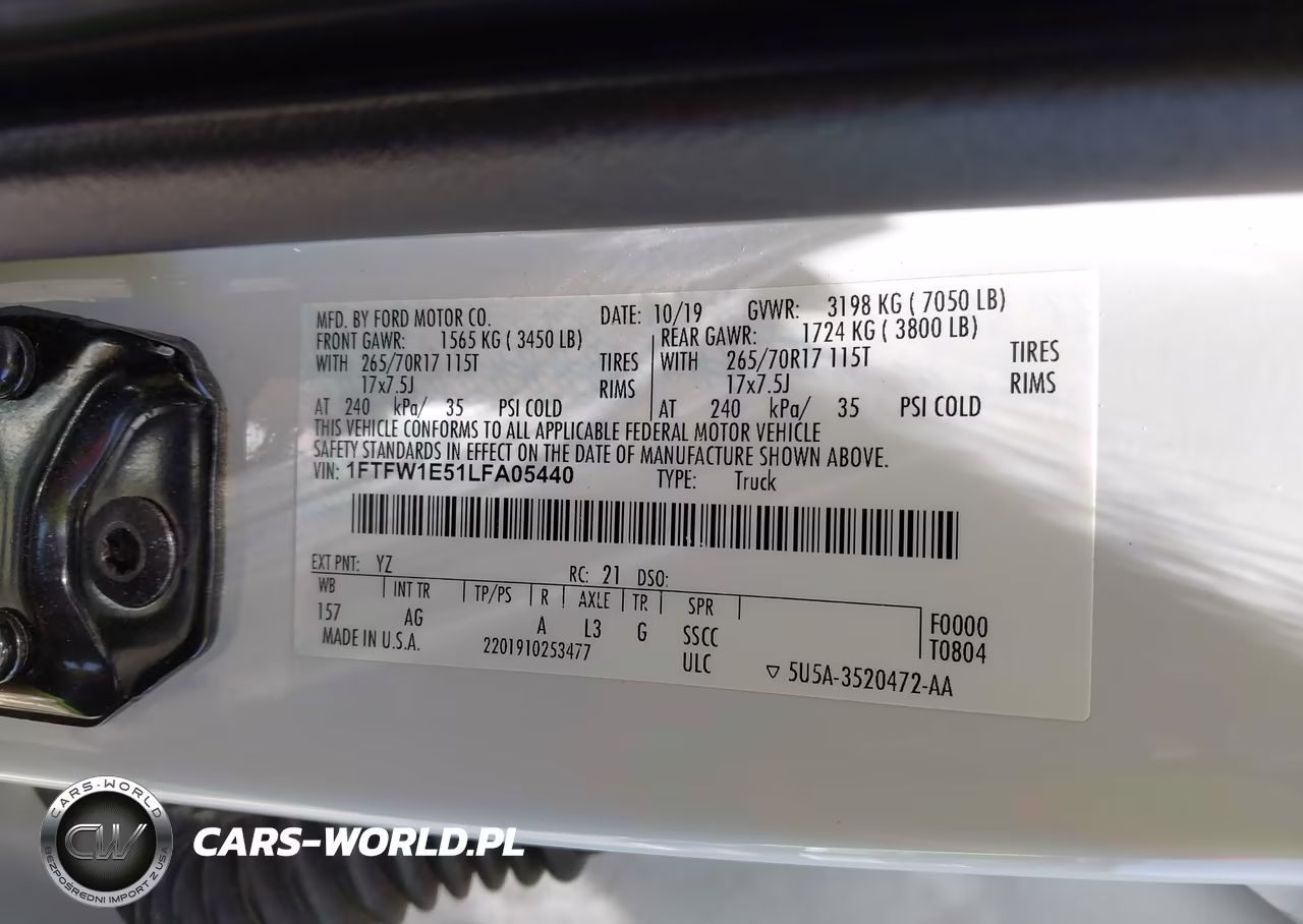 2020 Ford F-150 Xl VIN:1FTFW1E51LFA05440 - 9